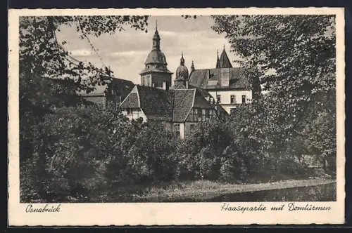 AK Osnabrück, Haasegarten mit Domtürmen