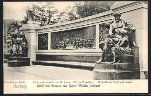 AK Hamburg, Relief und Gruppen vom Kaiser Wilhelm-Denkmal