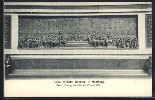 AK Hamburg, Kaiser Wilhelm Denkmal, Relief Einzug der 76er am 17. Juni 1871