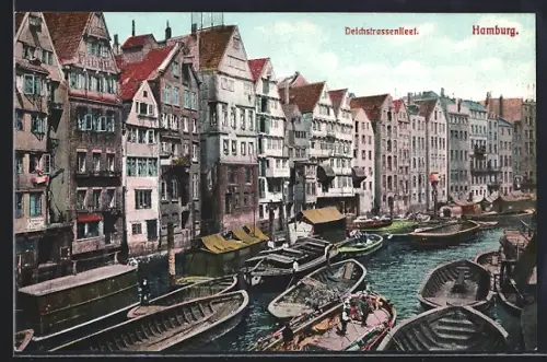 AK Alt-Hamburg, Deichstrassenfleet, historische Speicherhäuser, Boote