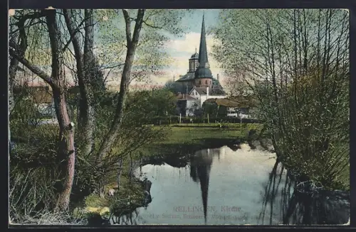 AK Rellingen, Kirche, Uferpartie