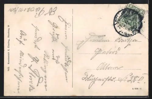 AK Rellingen, Kirche, Uferpartie