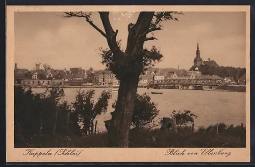 AK Kappeln /Schlei, Blick von Ellenberg auf die Stadt, Kirche und Brücke