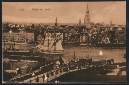 AK Kiel, Hafen mit Stadt