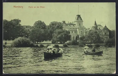 AK Hamburg-St.Georg, Partie an der Alster