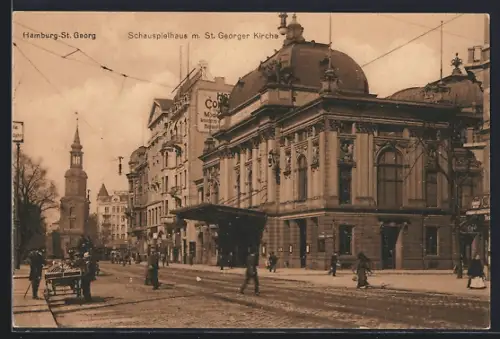 AK Hamburg-St. Georg, Schauspielhaus, St. Georger Kirche