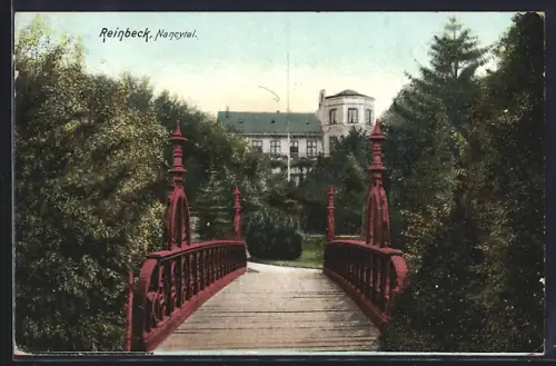 AK Reinbeck, Nancytal, Parkanlagen mit Brücke