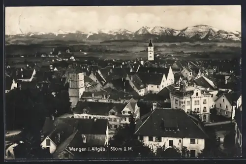 AK Wangen i. Allgäu, Teilansicht mit Bergen