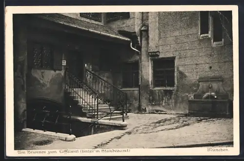 AK München, Brunnen zum Löffelwirt, Hinter`m Standesamt