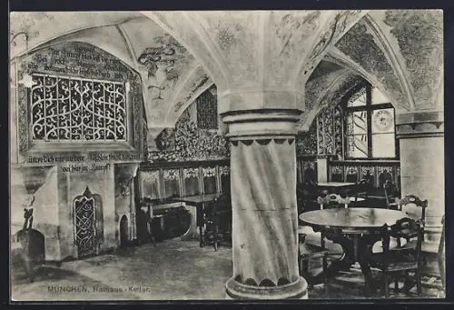 AK München, Gasthaus Rathaus-Keller, Innenansicht