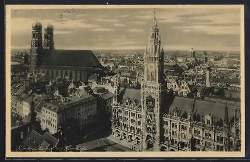 AK München, Rathaus mit Frauenkirche