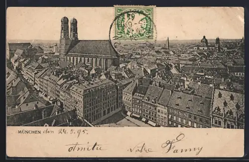 AK München, Teilansicht mit Frauenkirche