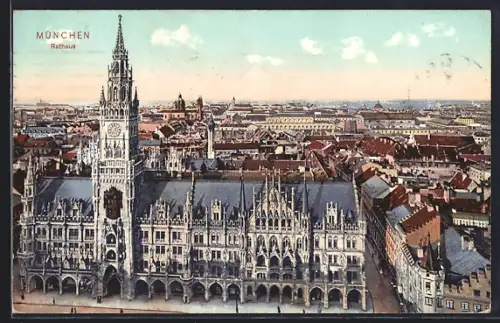 AK München, Rathaus und Umgegend