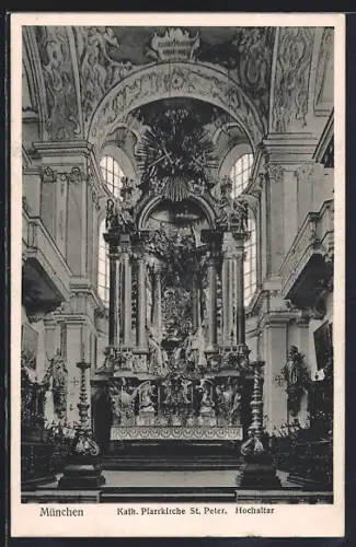 AK München, Katholische Pfarrkirche St. Peter, Hochaltar