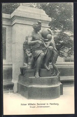 AK Hamburg, Kaiser Wilhelm Denkmal, Gruppe Verkehrswesen