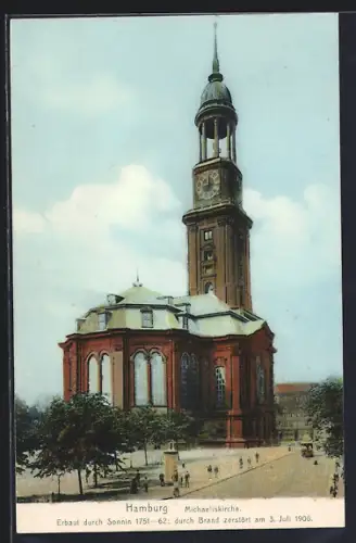 AK Hamburg-Neustadt, Michaeliskirche, Erbaut 1751-62, Durch Brand zerstört 1906