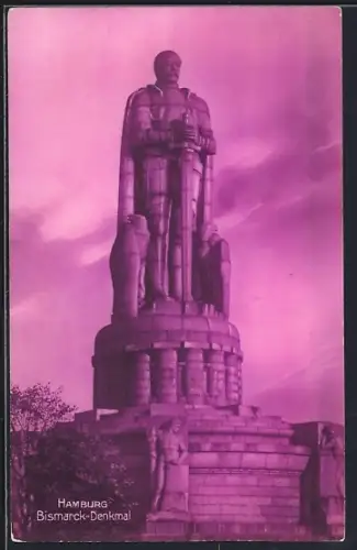 AK Hamburg-St.Pauli, Bismarck-Denkmal