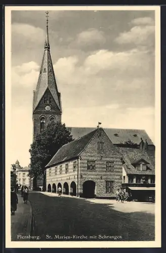 AK Flensburg, St. Marien-Kirche mit Schrangen