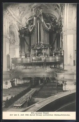 AK Hamburg-Neustadt, Die grosse Orgel der 1906 durch Brand zerstörten Michaeliskirche