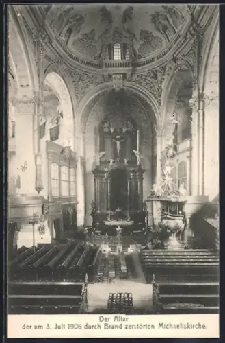 AK Hamburg-Neustadt, der Altar der am 3. Juli 1906 durch Brand zerstörten Michaeliskirche