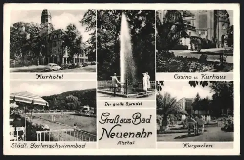AK Bad Neuenahr, Kurhotel, Kurhaus und städtisches Gartenschwimmbad