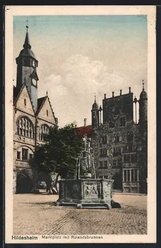 AK Hildesheim, Marktplatz mit Rolandsbrunnen