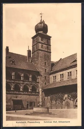 AK Kulmbach, Plassenburg, Schöner Hof mit Götzenturm