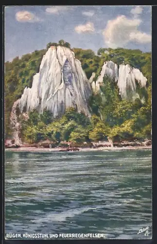 Künstler-AK Raphael Tuck & Sons Nr.2013: Rügen, Königsstuhl und Feuerregenfelsen