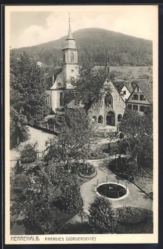 AK Herrenalb, Paradies mit Kirche, Vorderseite
