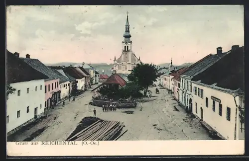 AK Reichenthal /O.-Oe., Strassenpartie mit Kirche