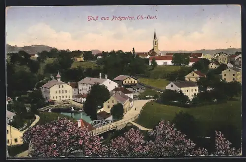 AK Prägarten, Ortsansicht mit Kirche