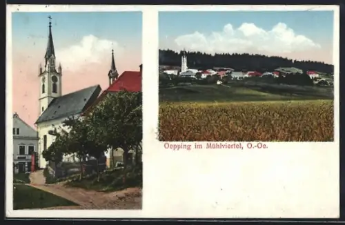 AK Oepping im Mühlviertel, Kirche, Teilansicht