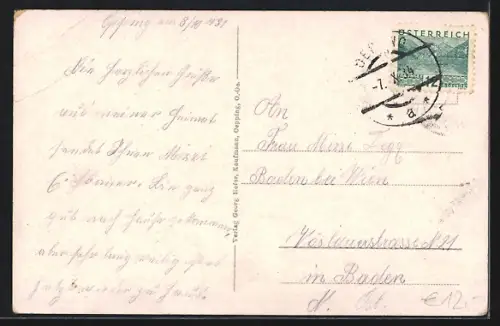 AK Oepping im Mühlviertel, Strassenpartie mit Kirche, Totalansicht