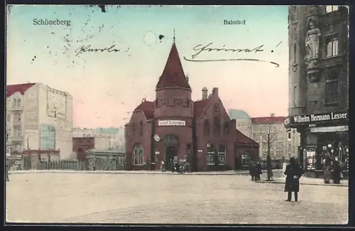AK Schöneberg, Bahnhof, Warenhaus Wilhelm Hermann Lesser