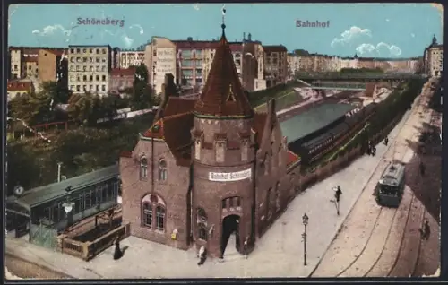AK Schöneberg, Bahnhof mit Strassenbahn