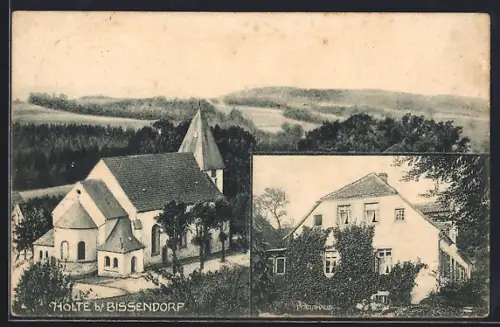 AK Holte b. Bissendorf, Pfarrhaus und Kirche