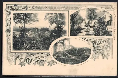 AK Holte / Bissendorf, Gasthof zur Holter Burg v. C. Beinker, Burgruine, Ortsansicht