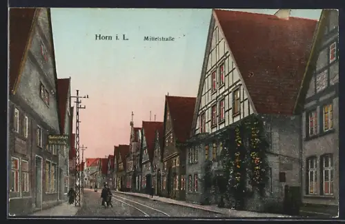 Goldfenster-AK Horn i. L., Gastwirtschaft Wilh. Koch, Mittelstrasse