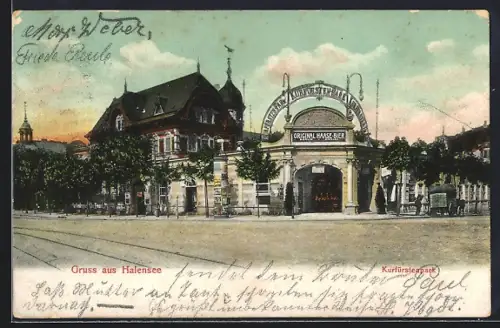 AK Berlin-Halensee, Kurfürstenpark, Litfasssäule