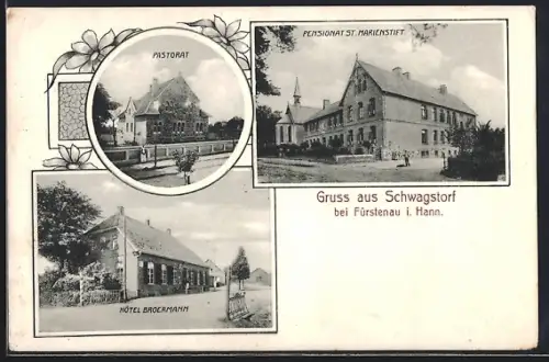 AK Schwagstorf b. Fürstenau, Hotel Broermann, Pensionat St. Marienstift, Pastorat