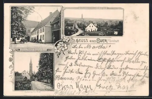 AK Buer b. Osnabrück, Hotel Ernst Bracksieker, Osnabrücker Thor, Ortsansicht