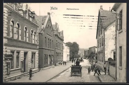 AK Melle, Mühlenstrasse mit Kindern
