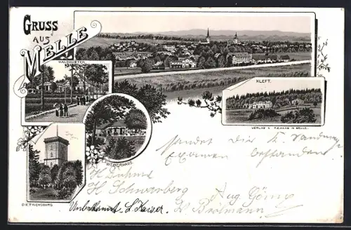 Lithographie Bad Melle, Dietrichsburg, Weberhaus, Waldmeister, Kleft