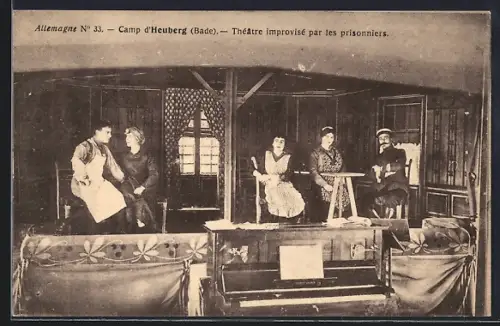 AK Heuberg /Baden, Camp, Theater von Kriegsgefangenen