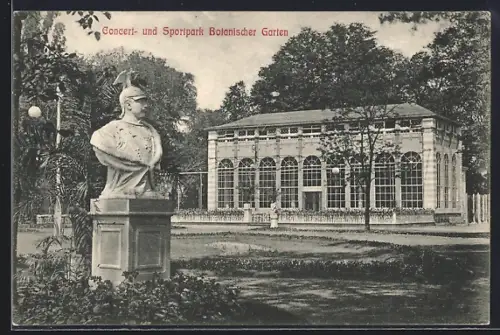 AK Berlin-Schöneberg, Concert- und Sportpark Botanischer Garten, Büste von Kaiser Wilhelm II.