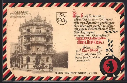 AK Berlin-Charlottenburg, Mueller`s Academische Bierhallen und Hôtel Hippodrom