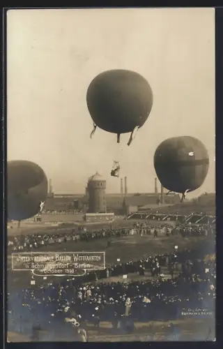 AK Berlin-Schmargendorf, Internationale Ballon Wettfahrten 1908