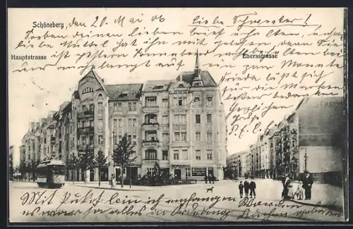 AK Schöneberg, Haupstrasse Ecke Ebersstrasse, Strassenbahn