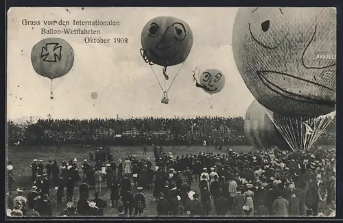 AK Berlin, Internationale Ballon-Wettfahrt 1908