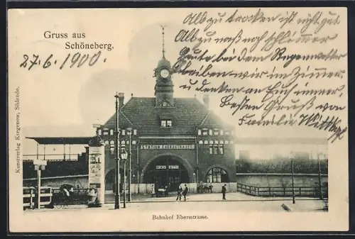 AK Schöneberg, Bahnhof Ebersstrasse mit Litfasssäule